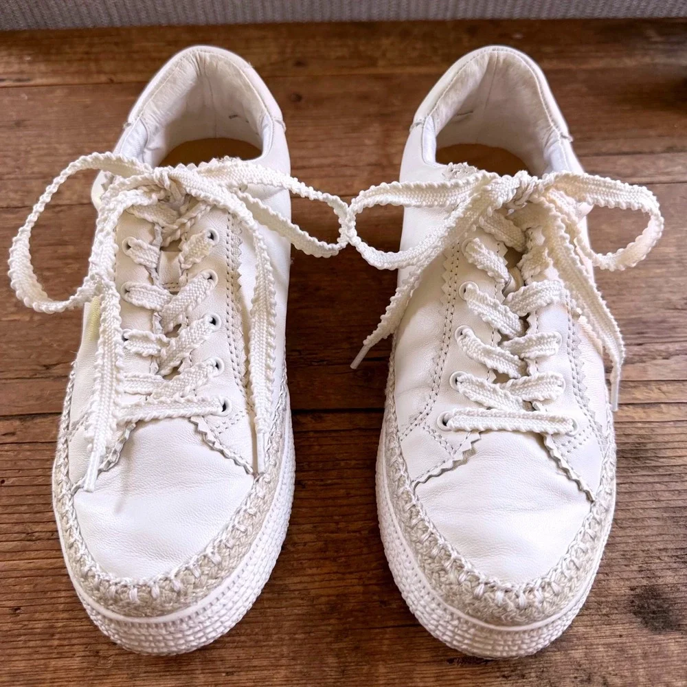 Dolce Vita Platform Sneakers Women 7.5 White Leather Crochet Trim
